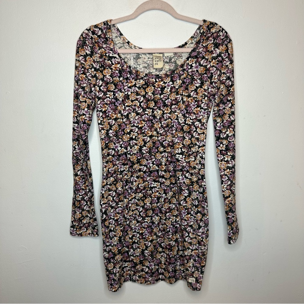 Billabong Women’s Bodycon Floral Dress Long Sleeve Size M Medium
